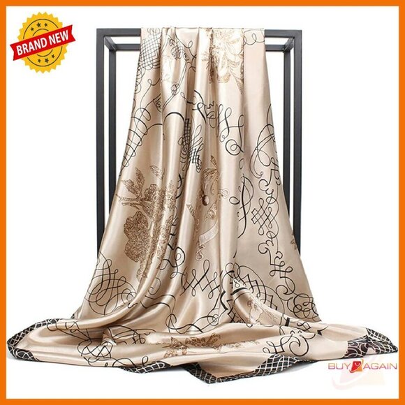 Accessories - Large Square Silk Scarf 35" Head Wrap Versatile Accessory